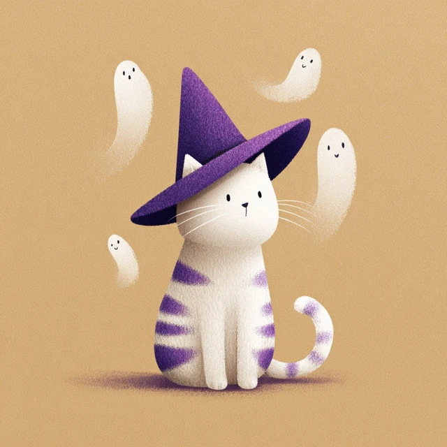 Halloween Witch Cat Illustration