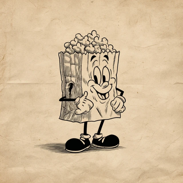Vintage Cartoon Popcorn Bag Character