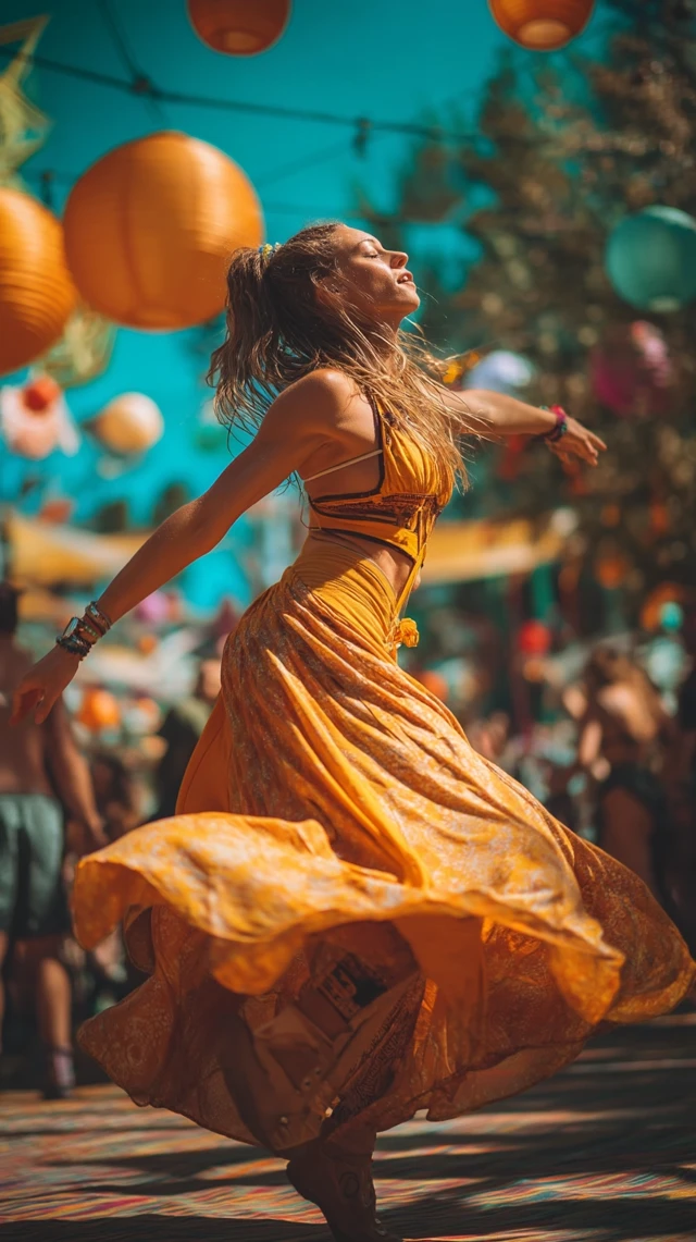 Ecstatic Dancer Twirling Festival High Resolution Photo