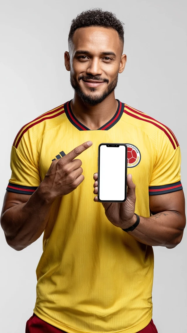 Colombian Soccer Fan Shows Blank Smartphone Screen