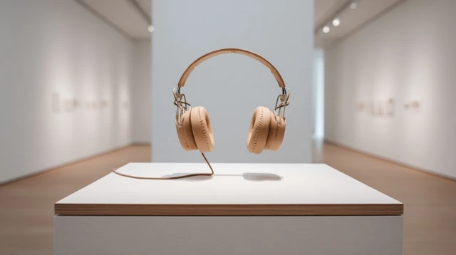 Wooden Headphones in Gallery Minimalist Design