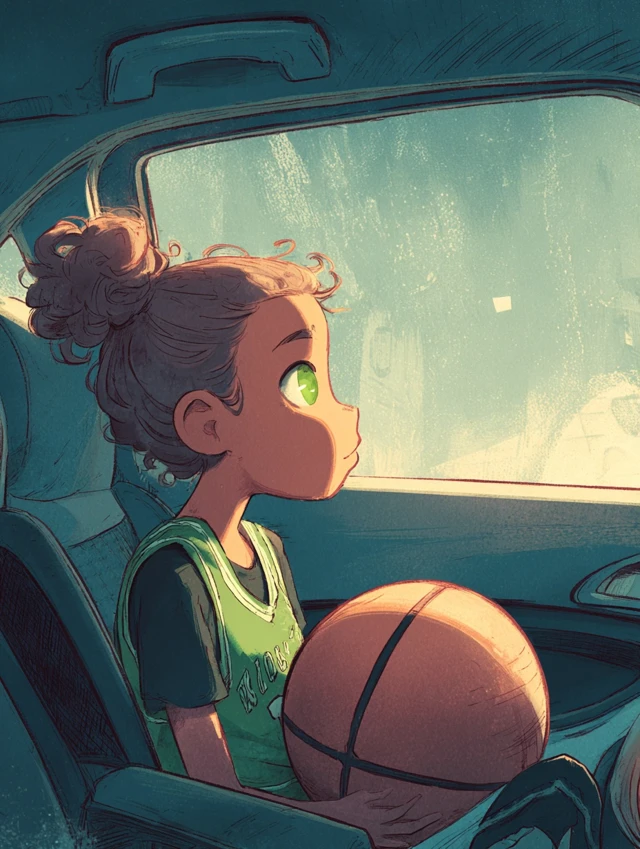 Dreaming of Basketball Girl Illustration