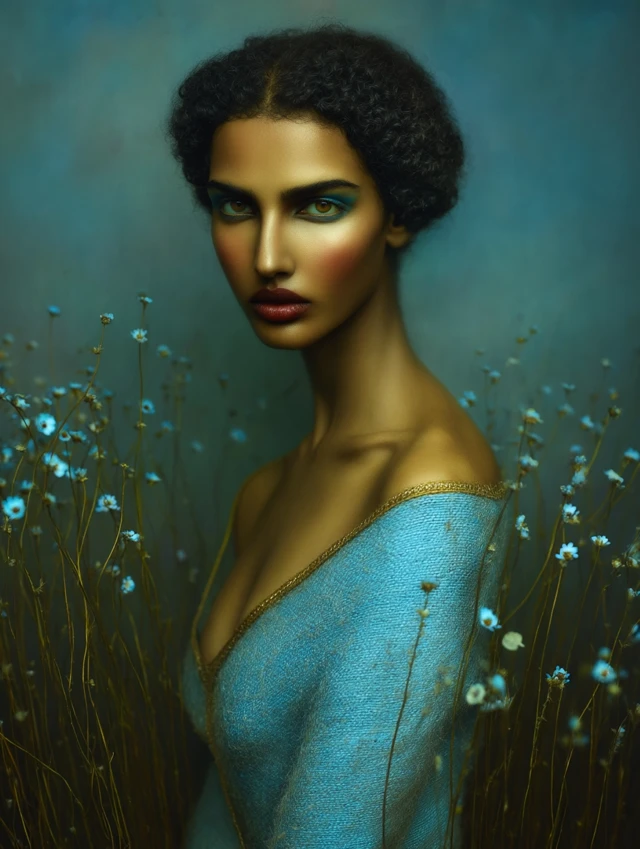 Ethereal Portrait: Indian Model with Flowers