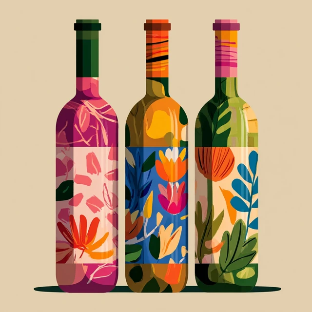Matisse Inspired Wine Bottles Vector Art