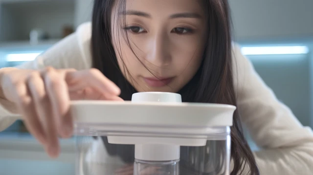 Woman Preserving Food in Modern Kitchen