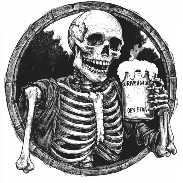 Skeleton with Beer Dad Life Illustration