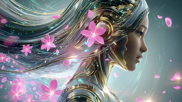 Futuristic Goddess: Blockchain-Inspired Digital Art