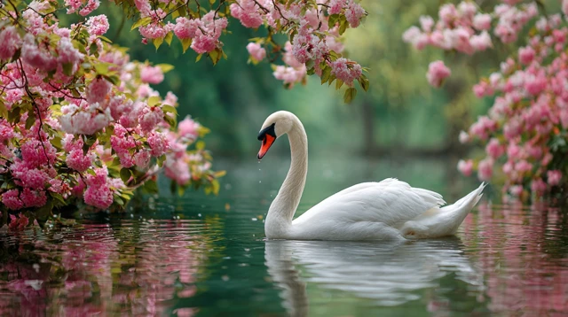 Swan in Lake Spring Nature Photography