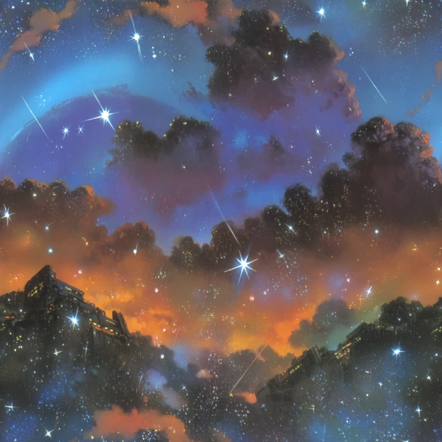 Night Sky Science Fiction Painting Stars Delight