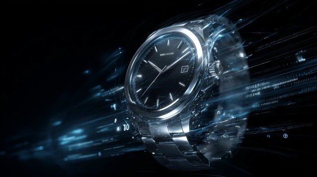 Luxury Watch Dissolving into Code Digital Elegance
