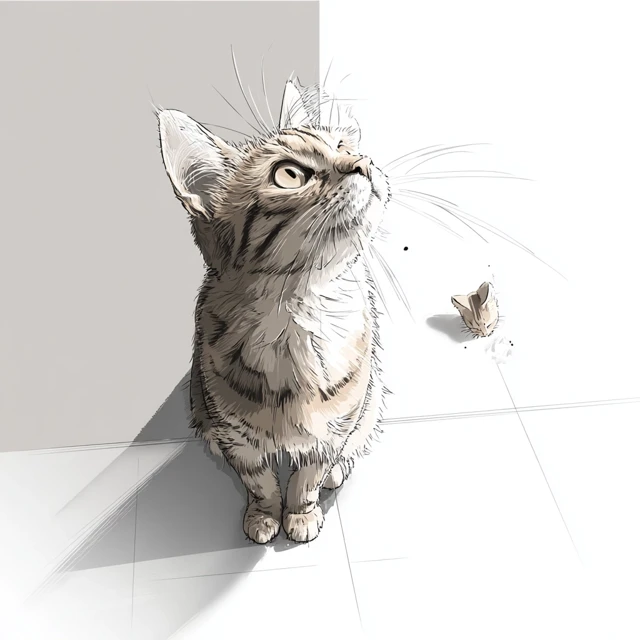 Cat Art: Adorable Cat in a Detailed Illustration Style