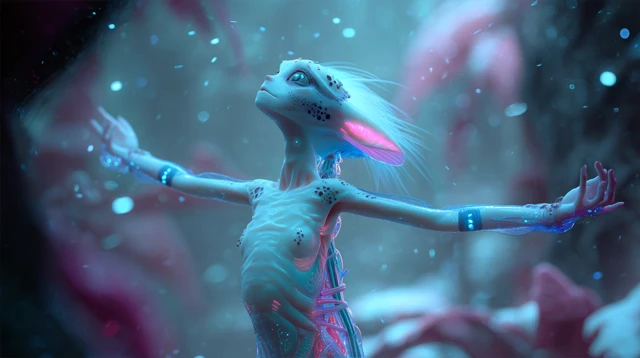 Alien Princess in Floating Forest Surreal Fantasy