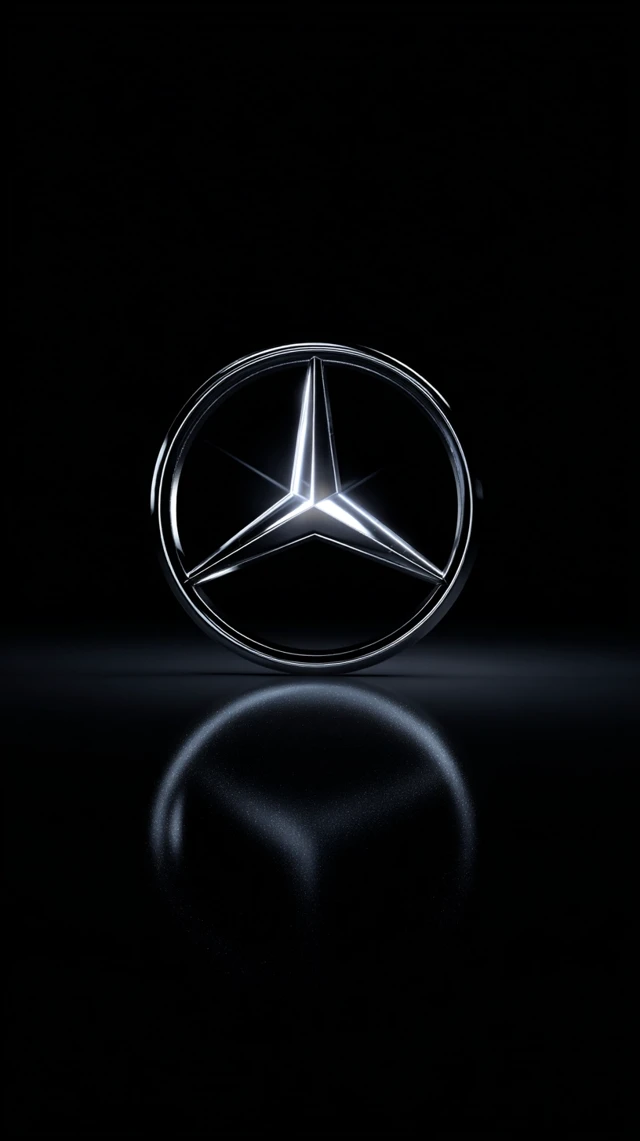 Mercedes-Benz Logo - Chrome on Black
