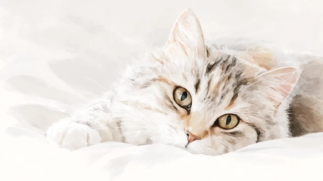 Watercolor Cat Illustration Peaceful Pet Portrait