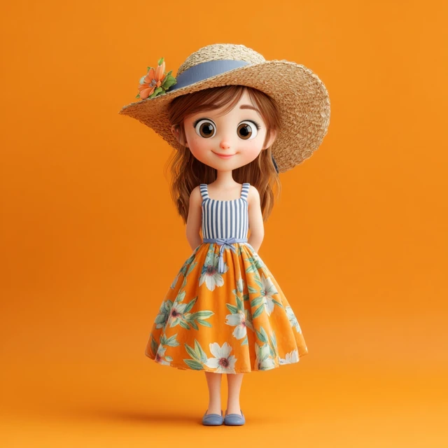Cute Disney Pixar Girl Smiling in Summer Outfit