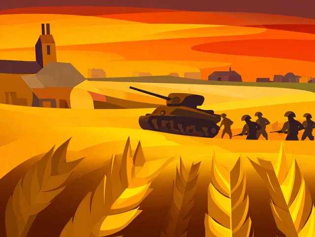 WW2 Tank and Soldiers in the European Countryside