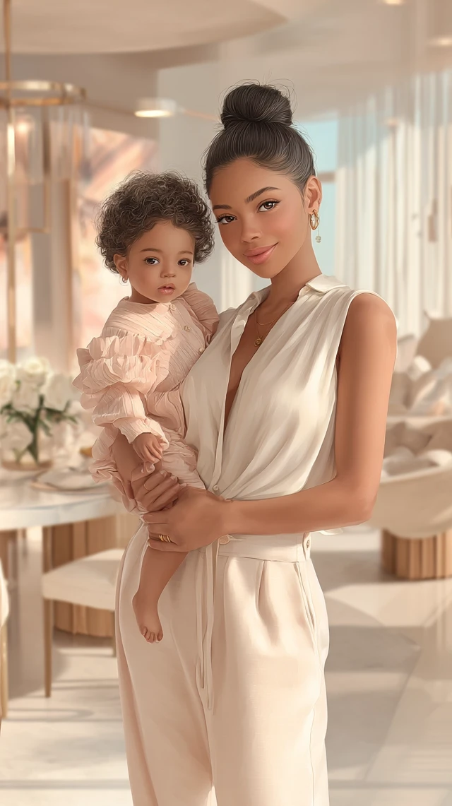 Mother and Child Portrait AI Art