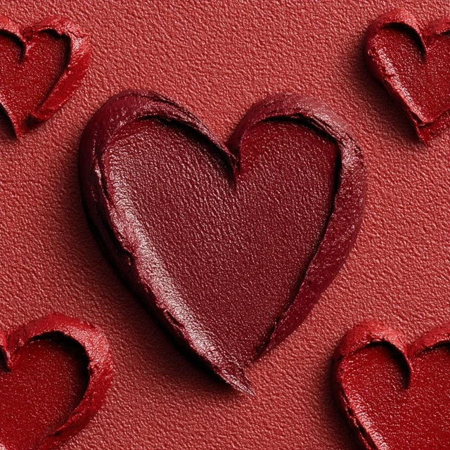 Lipstick Hearts Matte Red Valentines Day Concept
