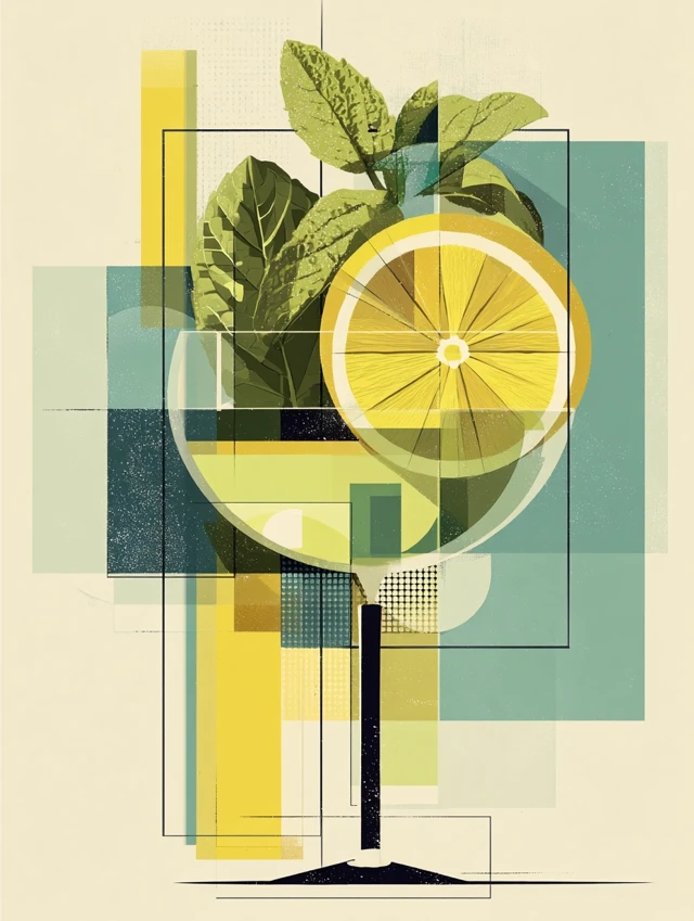 Limoncello Tonic Cocktail Retro Poster Art