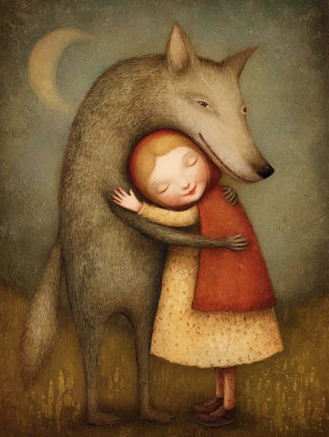 Little Red Riding Hood and the Wolf Illustration