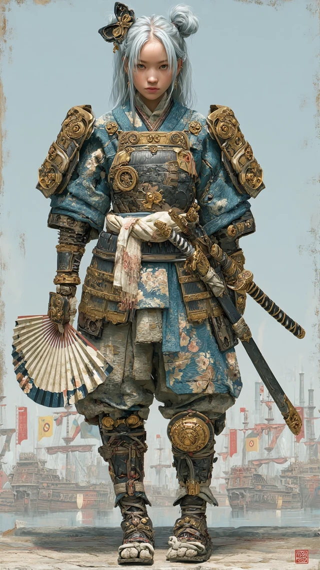 Female General in Sengoku Era Armor Steampunk Style
