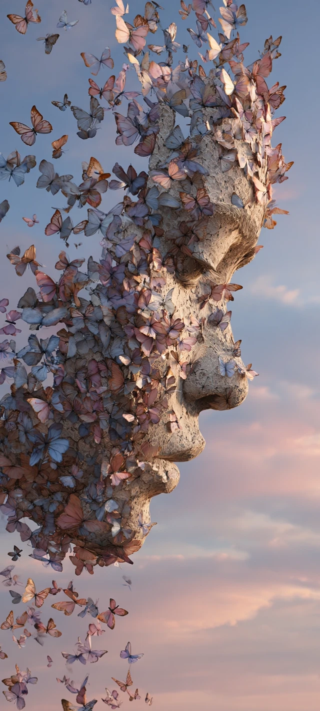 Butterfly Face Surreal Art Dreamlike Scene