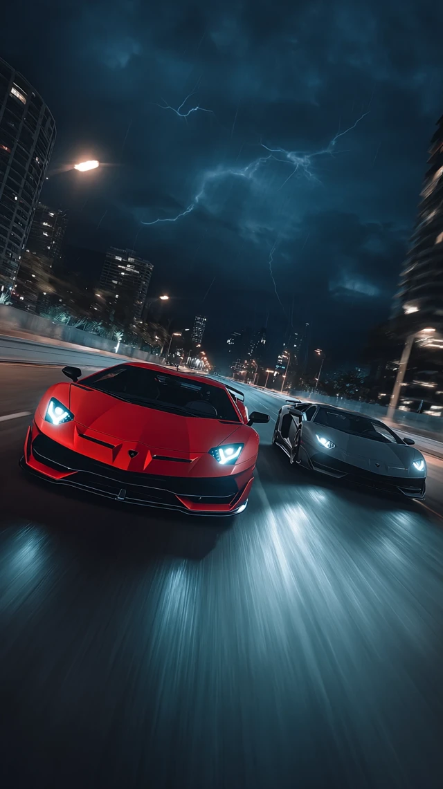 Lamborghini Aventador SVJ Race at Night