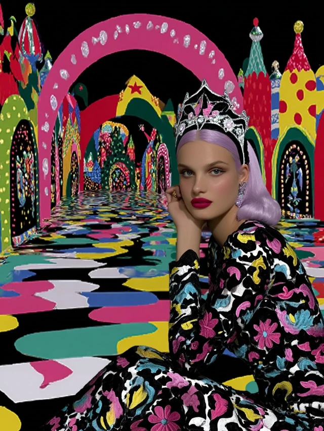 Goddess in Rococo Gown Regal Liminal Ballroom