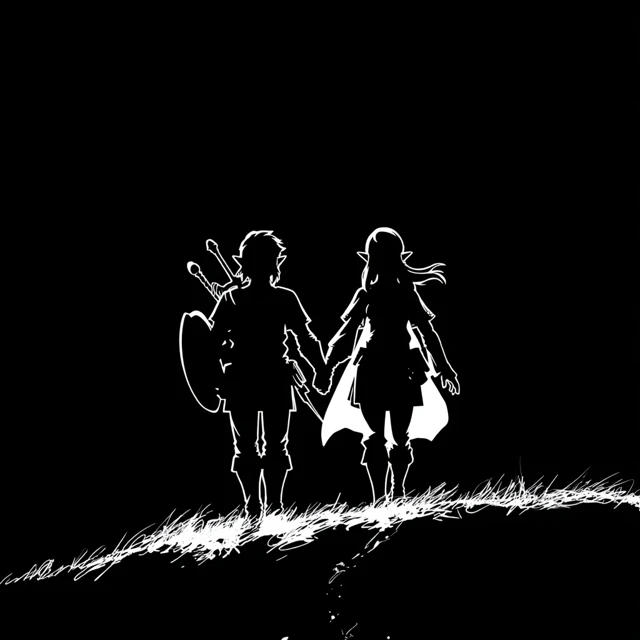 Zelda and Link Silhouette Art