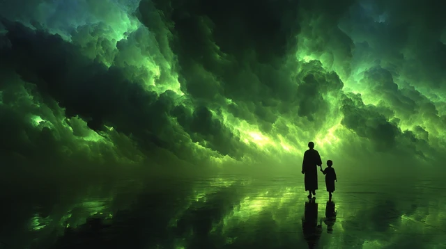 Futuristic Journey: Children Walk into the Future