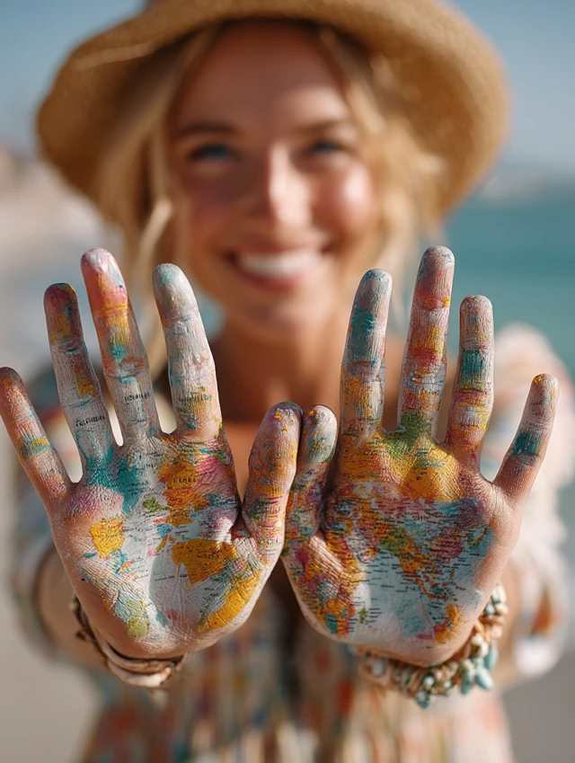 Travel Hands: World Map Painted on Palms