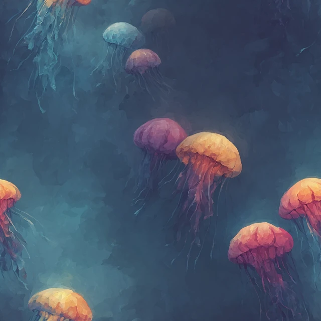 Neon Jellyfish Seamless Pattern Artgerm Style