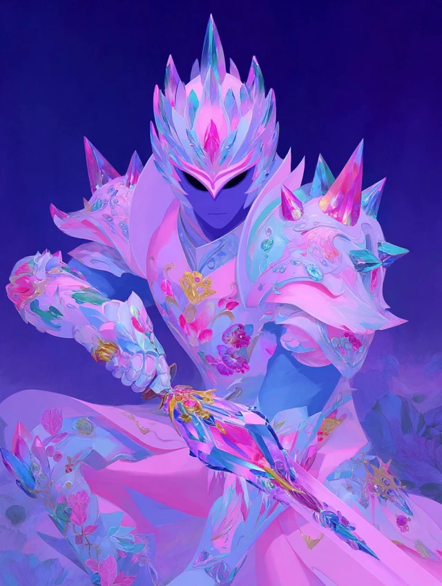 Crystal Warrior Art: Dark Fantasy with Floral Armor