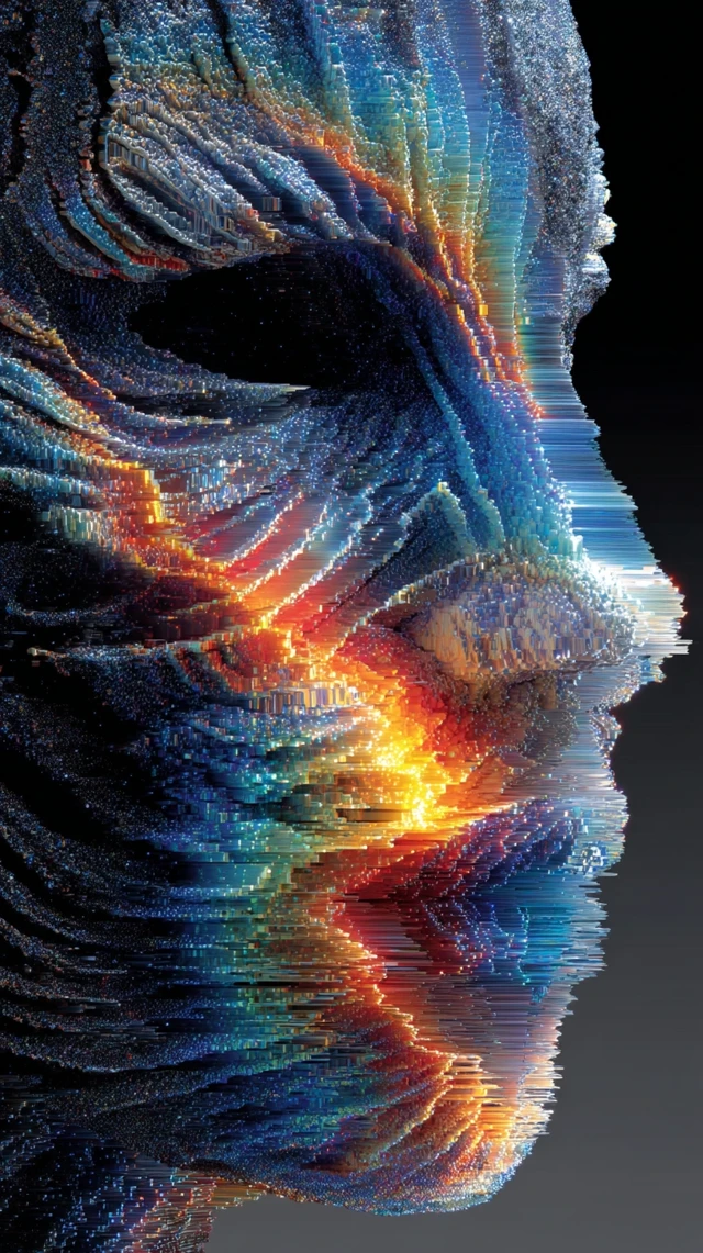 Glitch Portrait: Hyperrealistic Digital Art