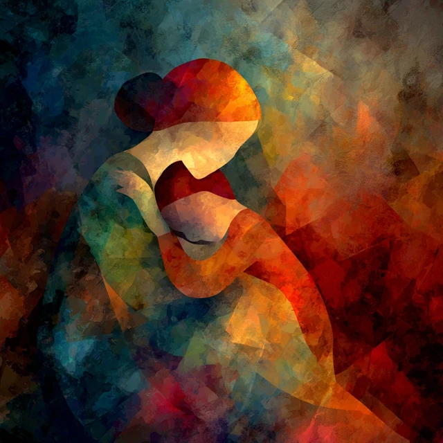 Mother and Child Abstract Art Romantic Love