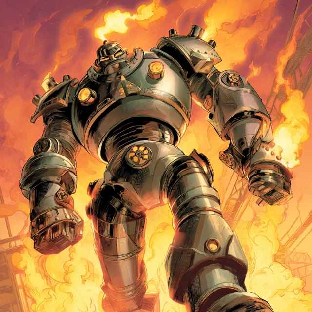 Steampunk Robot Artwork Alex Ross Marvel Comics Style