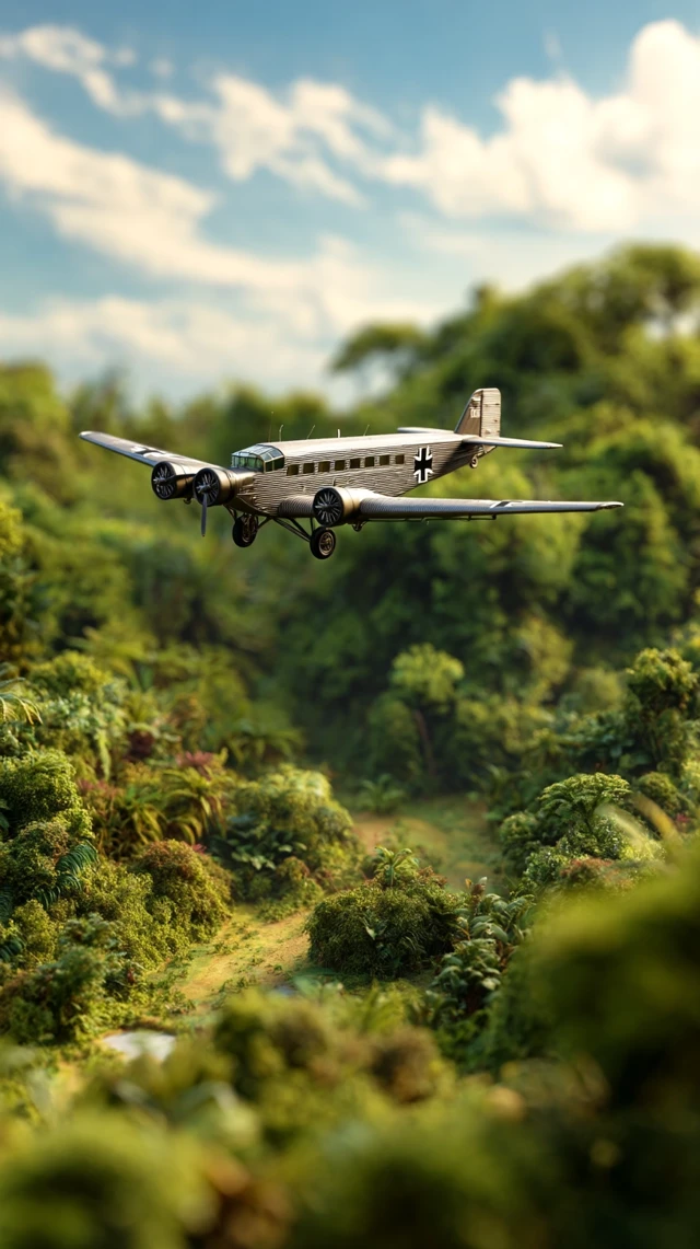 Junkers Ju 52 Airplane Over Argentinian Jungle Diorama