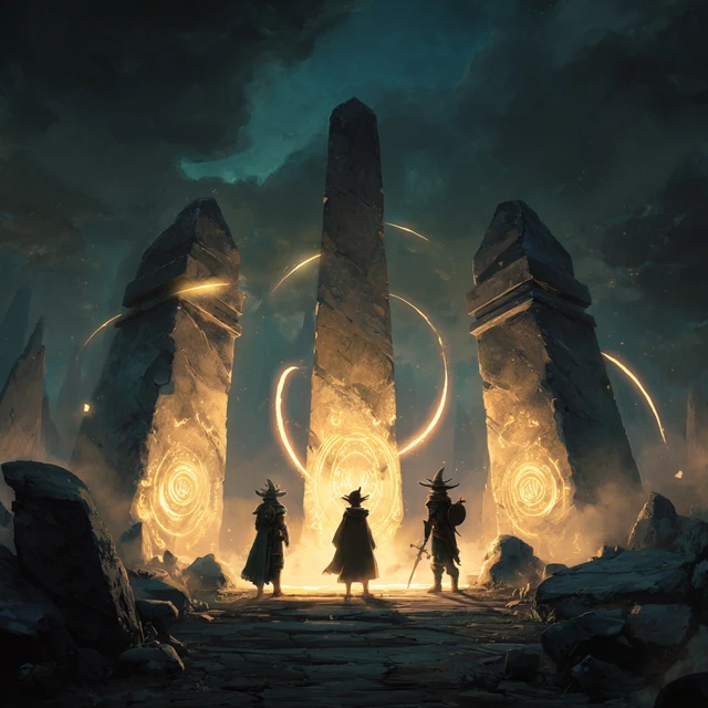 Elven Ritual Obelisks High Fantasy Scene