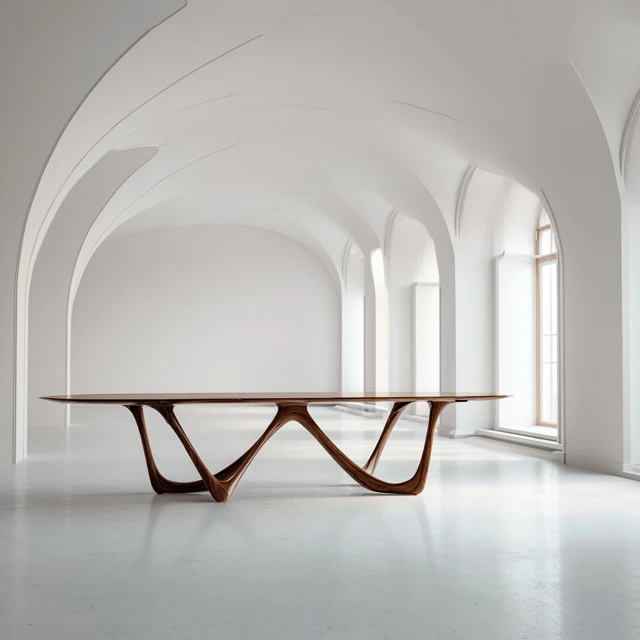 Minimalist Walnut Dining Table Zaha Hadid Design