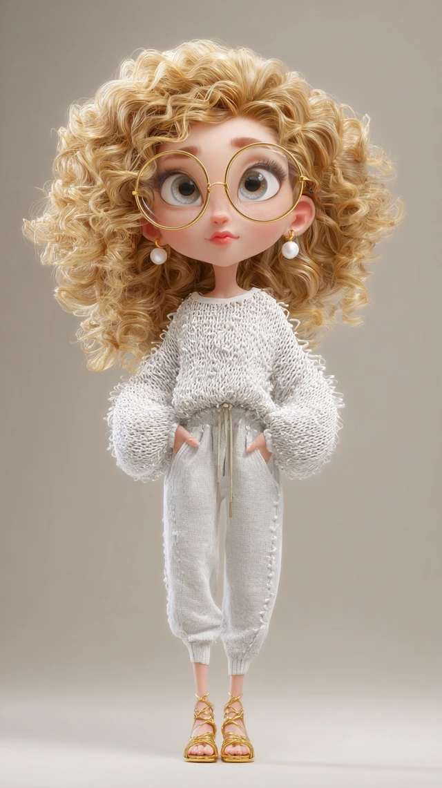 Whimsical Cartoon Girl with Glasses