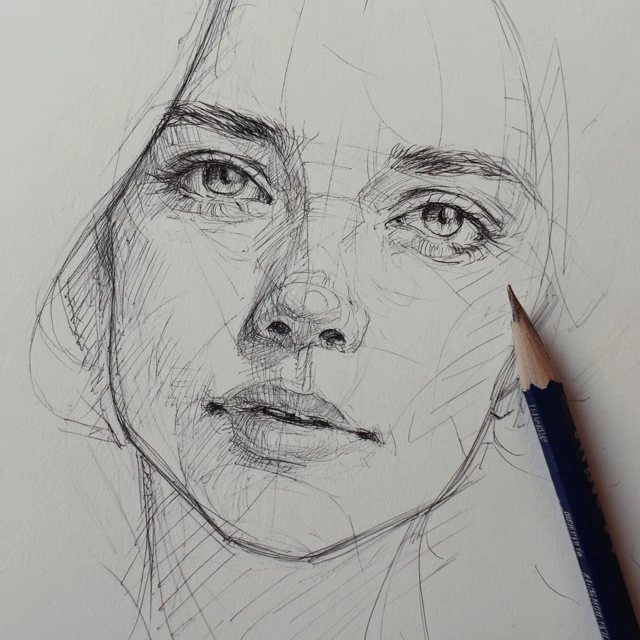 Woman&#039;&#039;s Face Fine Line Drawing