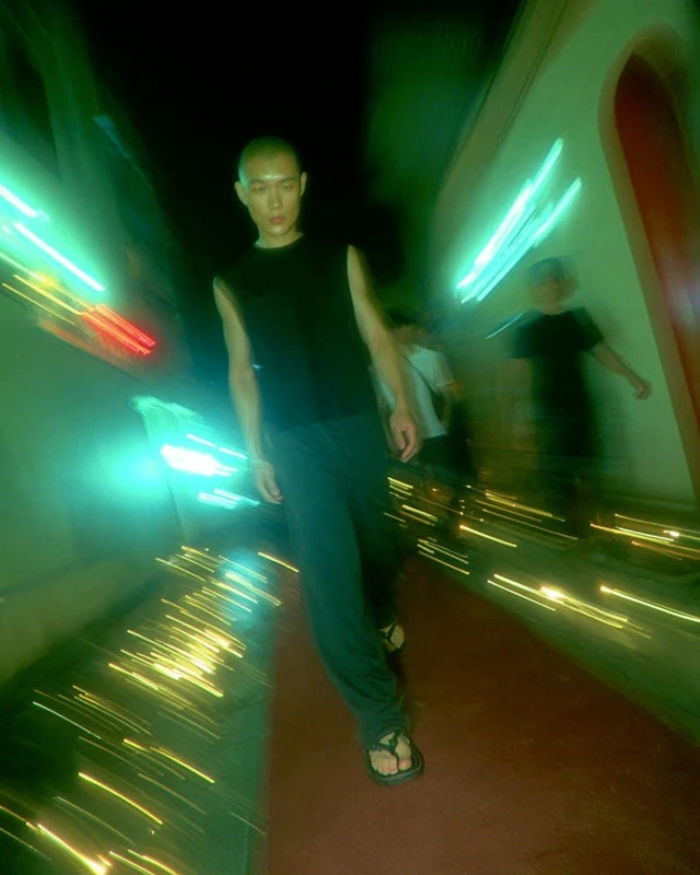 Tokyo Night Alley Scene with Man in Black