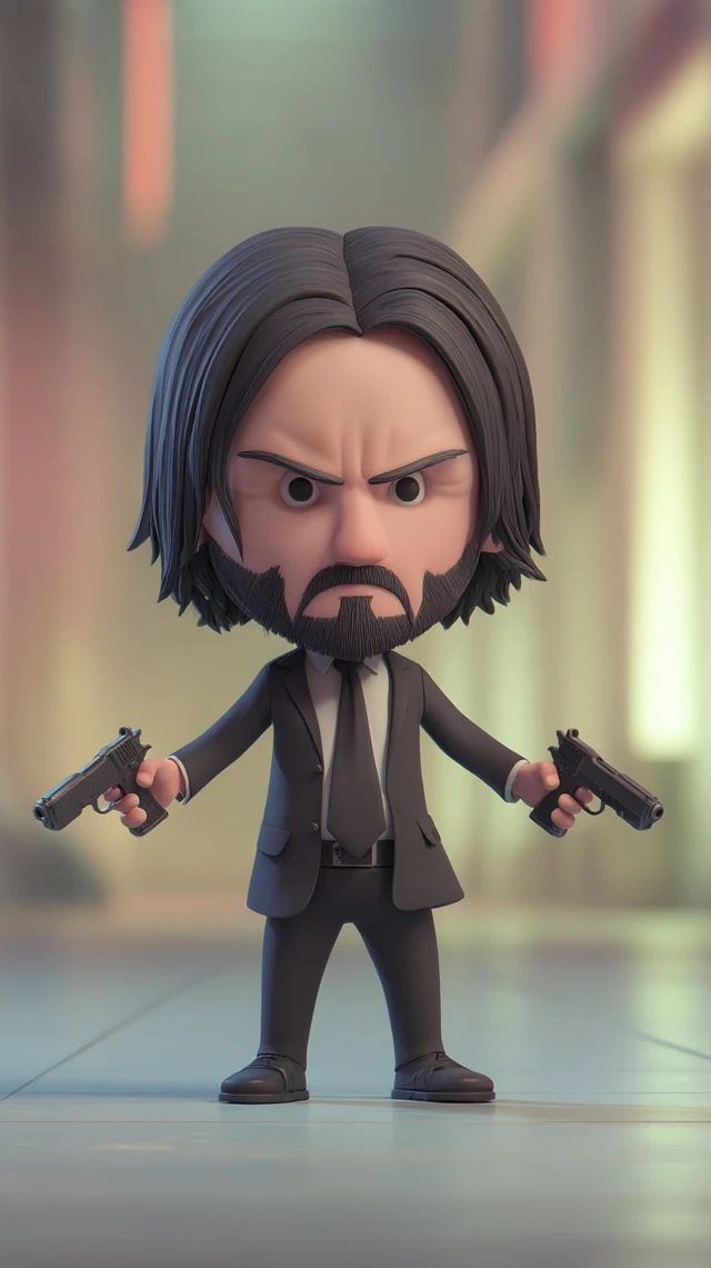 John Wick Toddler 3D Cartoon Keanu Reeves