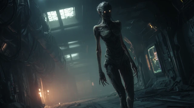 Corrupted Ghoul in Sci-Fi Horror Setting