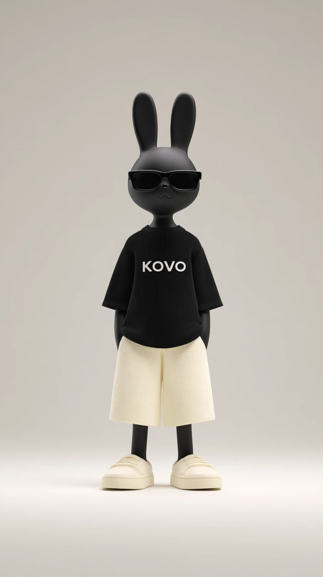 Stylish 3D Bunny in Black KOVO Fashion Campaign