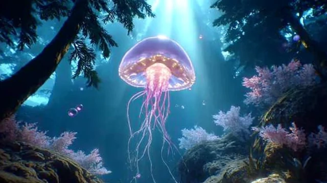 Underwater Scene with Jellyfish