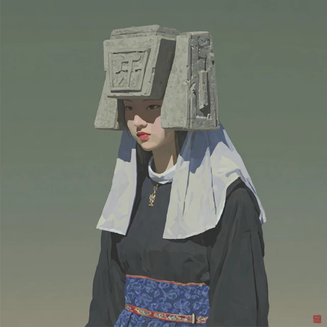Witch with Block Helmet Illustration