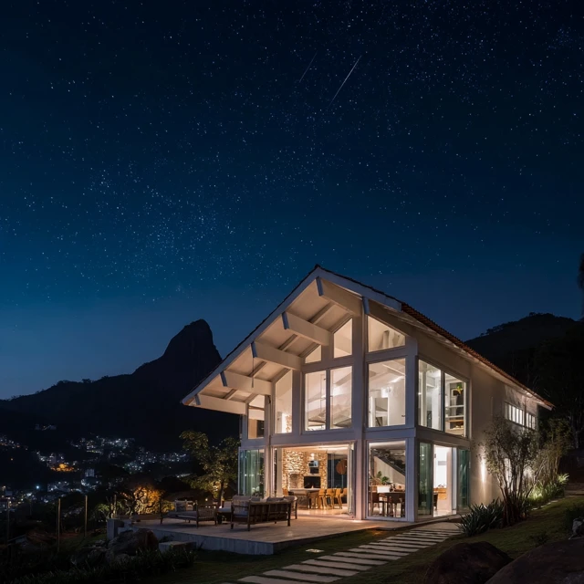 Modern House in Petropolis under the Stars