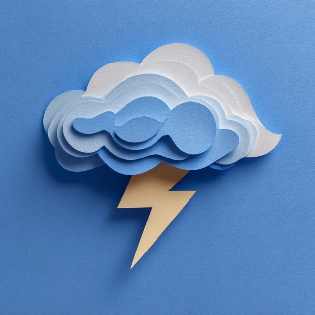 Papercraft Cloud and Lightning Pencil Art