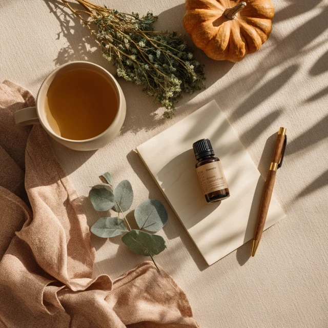 Wellness Scene Autumnal Serenity Calm Tea and Herbs